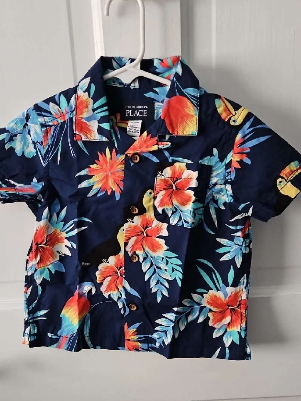 The Children's Place Navy Tropical Bird Shirt & Short Set - Picture 3 of 9